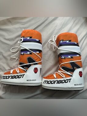 Moon Boot Icon Retrobiker Orange, Purple & Black Lightning Snow Boots